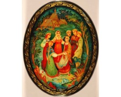 Лаковая миниатюра "За околицей"