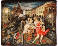 Лаковая миниатюра "Замочки любви"