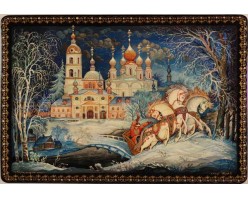 Лаковая миниатюра "Эх-ты, зимушка-зима"